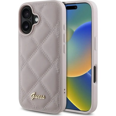 GUESS Калъф Guess Quilted Metal Logo iPhone 16 - розов (3666339345082)
