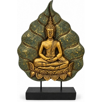 Dekorace dřevo Buddha Leaf 48 cm Barva: Zelená