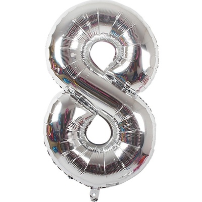 LUMA Balónek foliový č.8 STŘÍBRNÝ 43 cm