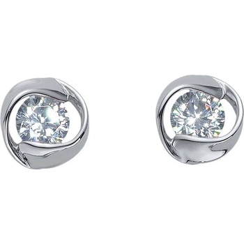 CrysTalp Moderné strieborné náušnice kôstky Outline 42207.WHI.S