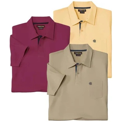 Atlas For Men Sada 3 polokošieľ Summertime hnedá