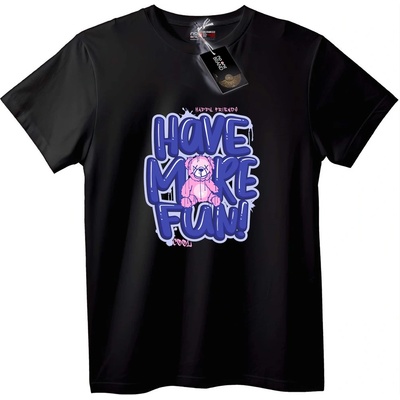 NOONEBRAND Тениска Повече Забава Мечок - 2XL, Black