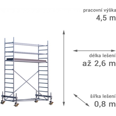 Lešení RUX MOBILO 800 4,5 m 210 cm