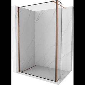 Mexen Kioto душ стена Walk-in 130 x 30 cm, черна рамка, розово злато - 800-130-212-60-70-030 (800-130-212-60-70-030)