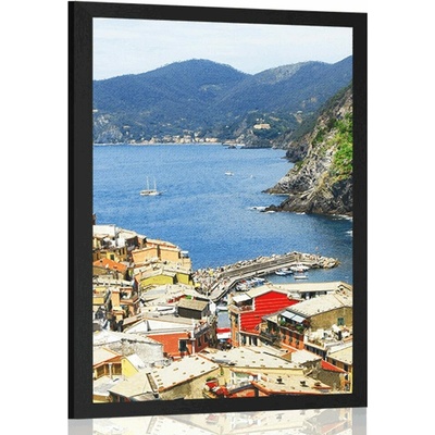 Plakát krásné pobřeží Itálie - 40x60 black