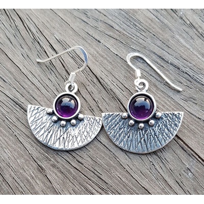 Drakkaria AZTEC stříbrné náušnice ametyst P3451