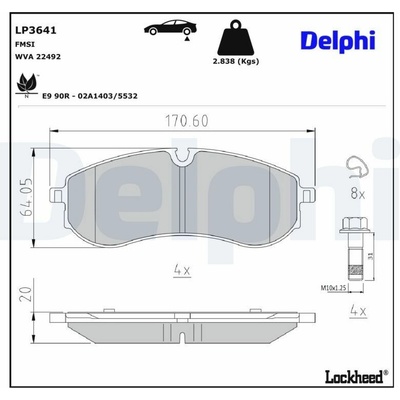 Sada brzdových platničiek kotúčovej brzdy DELPHI LP3641