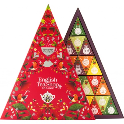 English Tea Shop Adventní kalendář Červený trojúhelník 25 pyramidek BIO