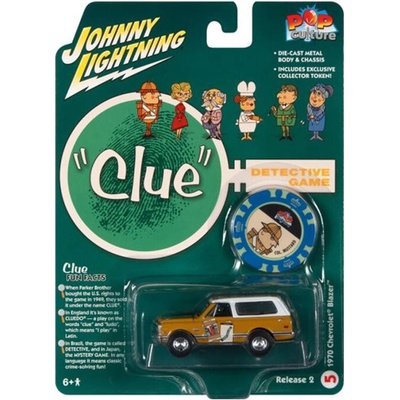 Johnny Lightning Chevrolet Blazer Clue 1970 s pokerovým žetonem Col. Mustard 1:64
