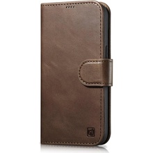 iCarer Oil Wax Wallet Case 2v1 pouzdro na iPhone 14 Flip Leather Cover Anti-RFID hnědé (WMI14220721-BN)