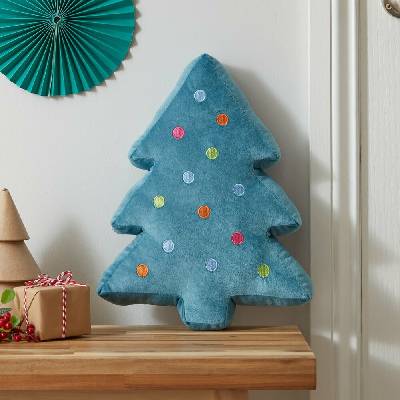 Catherine Lansfield Zamatový vankúš s vianočným motívom Christmas Tree 34x40