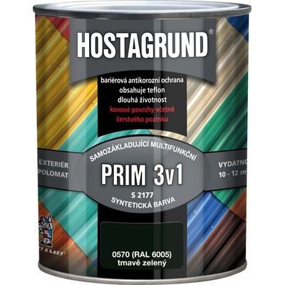 Hostagrund 3v1 Prim základná aj vrchná farba na kov S2177 tmavo 0,6 l zelená