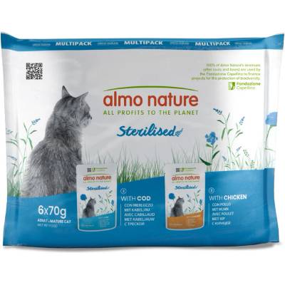 Almo Nature Functional Sterilised Mix: 24 x 70 g s kuřetem & s treskou