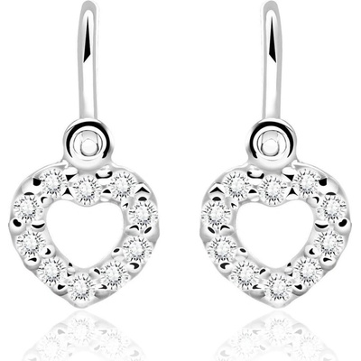 Duppi dětské náušnice s diamantmi z bieleho zlata srdiečka briliant zapínanie brizúra DU 70508D
