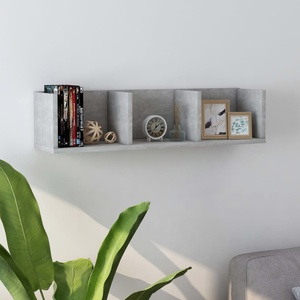 vidaXL CD стенен рафт, бетонно сив, 75x18x18 см, инженерно дърво (801314)