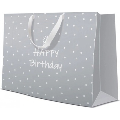 Dárková taška Happy Birthday světle šedá
