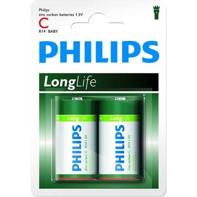 Philips Longlife батерия R14 (C), 2бр (R14L2B/10)