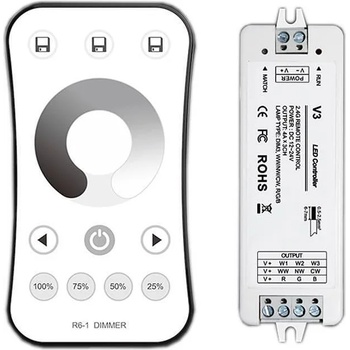 OPTONICA LED ДИМИРАЩ КОНТРОЛЕР + ДИСТАНЦИОННО ЕДИН ЦВЯТ RF 2.4G 3CH 3x4A V3 (6348)