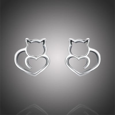 Grace Silver Jewellery stříbrné Kitty kočka E-SCE271 stříbrná