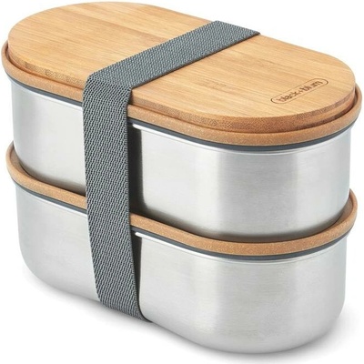 Nerezový dvojitý Bento box Black+Blum, sivá
