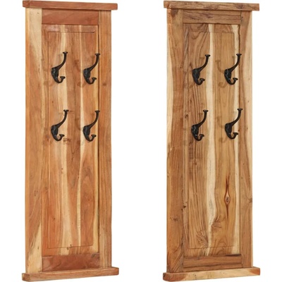 vidaXL Закачалки за дрехи, 2 бр, акациево дърво масив, 38x100 см (337854)