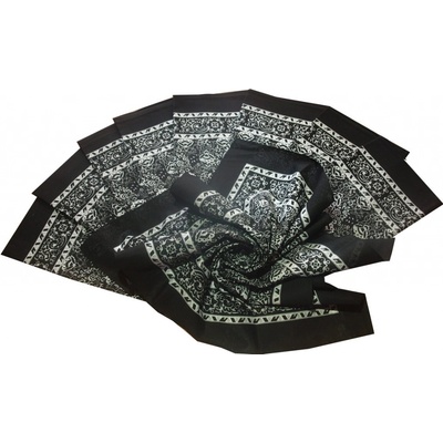 Etex Bavlněný šátek velký černý květovaný – Zboží Dáma