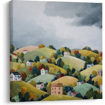 Obraz malebné podzimní vesnice - 70x70