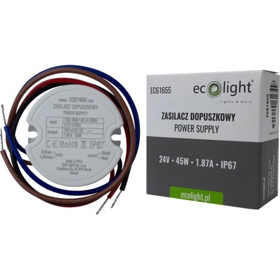 FI60 LED páskový zdroj 45W 24V 1,87A IP67 Ecolight