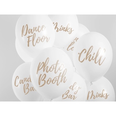 Party Deco SB14P-272-008-6 Set balónov na svadbu Označenia 30cm