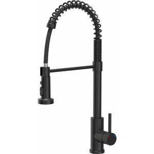 Quadron Кухненски смесител Quadron Pop Alice с разтегателен душ, въглеродно черно покритие (52138BLM)