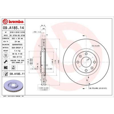 BREMBO Brzdový kotúč 09A18511