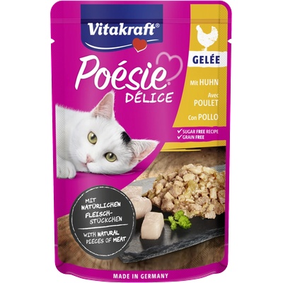 Vitakraft Poesie пауч за котки с пилешко стински парченца месо във вкусно желе 85gr