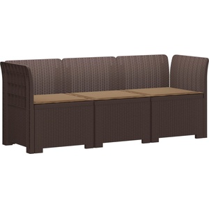 vidaXL Пейка за градина с Cushions във вид на ратан ПП Кафяво (3443824)