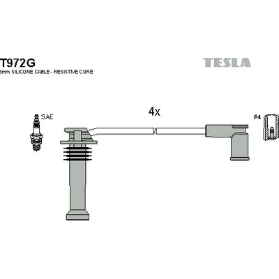 TESLA Sada kabelů pro zapalování T972G | Zboží Auto