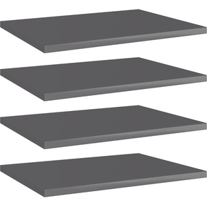 vidaXL Рафтове за етажерка, 4 бр, сив гланц, 40x30x1, 5 см, ПДЧ (805168)