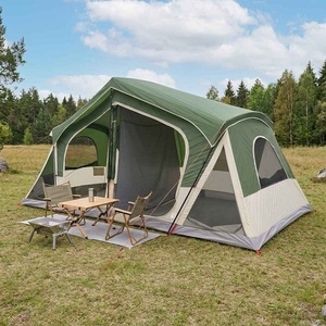 vidaXL Кабинна палатка Зелено 10-местна Полиестер и стомана (42028685) Палатка