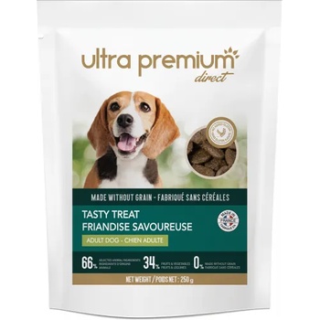 Ultra Premium Direct Tasty treat adult dog - лакомство за пораснали кучета, без зърно, 66% месо и месни съставки, пиле и прасе, 250 гр, Франция GFAU01