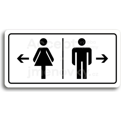 ACCEPT Piktogram WC ŽENY VLEVO, WC MUŽI VPRAVO - bílá tabulka - černý tisk