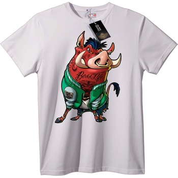 NOONEBRAND Тениска Boss Life градска свиня - 7XL, White