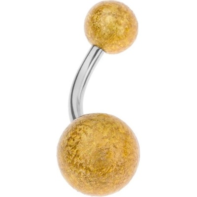 Šperky eshop akrylový piercing do bříška kuličky s pískovaným povrchem zlaté barvy PC03.23