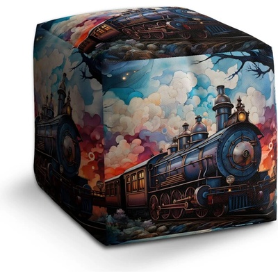 Sablio Taburet Cube Parná lokomotíva v kúzelnej krajine: 40x40x40 cm