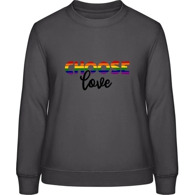 AWDis Dúhová mikina s Nápisom Choose Love búrková sivá