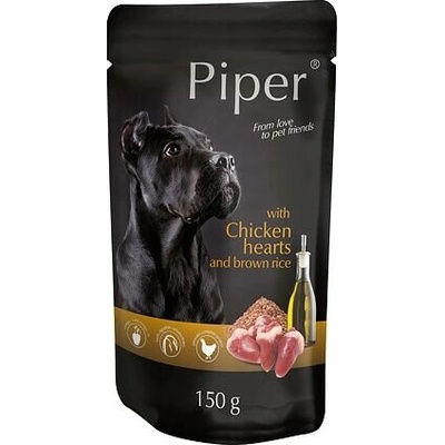 PIPER s kuracími srdiečkami a hnedou ryžou, vrecko pre psov 150 g