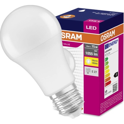 Osram Ziarovka LED ean1028 FR 075 non-dim, 10W/827 E27 2700K Value CLASSIC A
