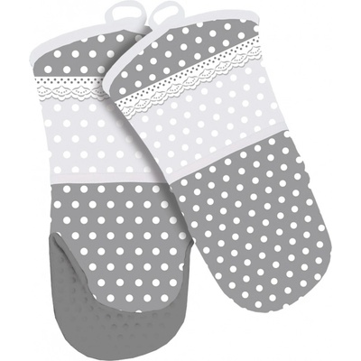 ALVARAK Kuchyňská chňapka 1 ks s magnetem a silikonovou dlaní, šedá puntík – Zboží Dáma