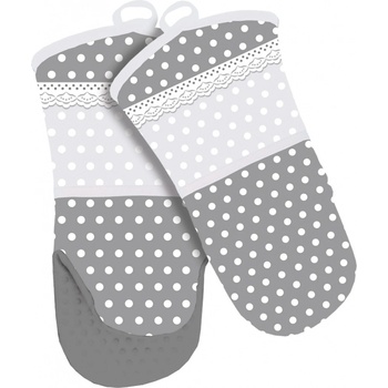 ALVARAK Kuchyňská chňapka 1 ks s magnetem a silikonovou dlaní, šedá puntík