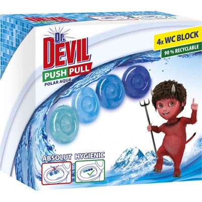 Dr. Devil Polar Aqua Push Pull WC blok bez košíku 4 x 20 g