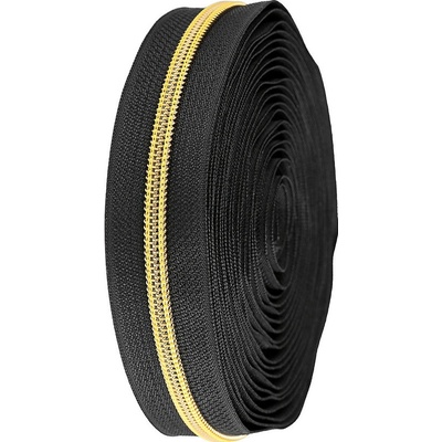 Zip spirálový No 5 s metalickými zoubky metráž Varianta: 4 (322) černá zlatá, Balení: 1 m 45883/103644/209833