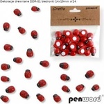 Penword Wooden Ladybug Decoration 14x19mm 24pcs