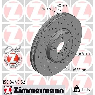 Brzdový kotúč ZIMMERMANN 150.3449.52 (150344952)